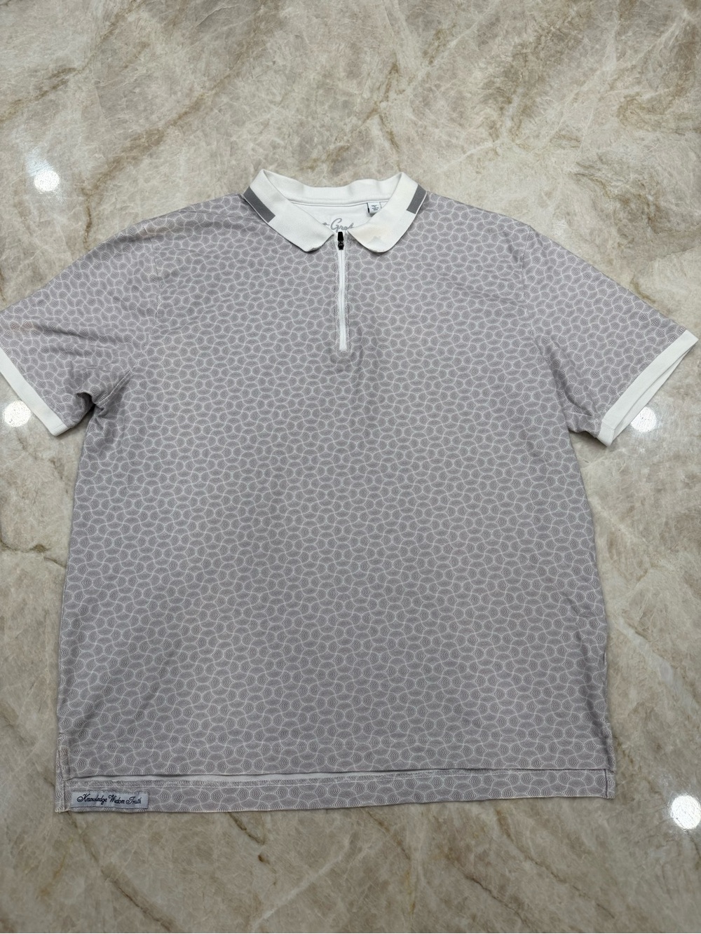 Robert Graham Light Grey Patterned Polo with White Trim